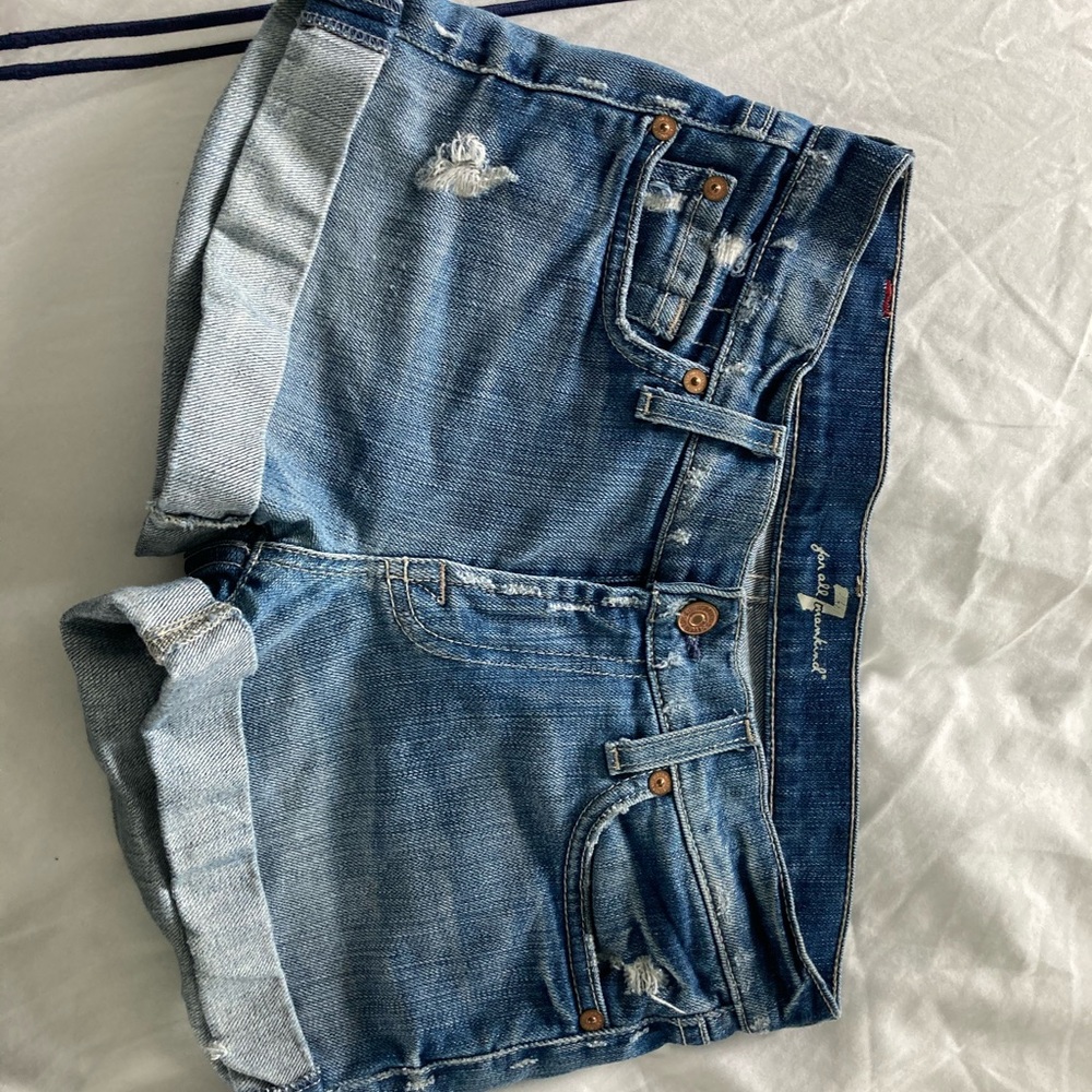 Folded over bottom jean shorts